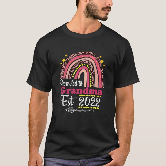 Promoted To Grandma Est. 2022 Rainbow Mother's Day T-Shirt (Front)