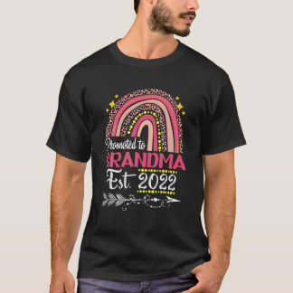Promoted To Grandma Est 2022 Rainbow Mother's Day T-Shirt