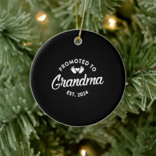 Promoted To Grandma Est 2024 Funny New Grandma Ceramic Tree Decoration