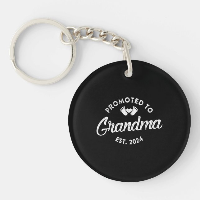 Promoted To Grandma Est 2024 Funny New Grandma Key Ring (Front)