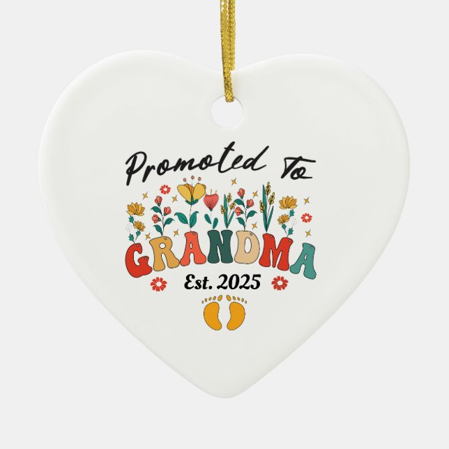 Promoted to Grandma est. 2024 GrandparentsOrnament Ceramic Tree Decoration (Front)