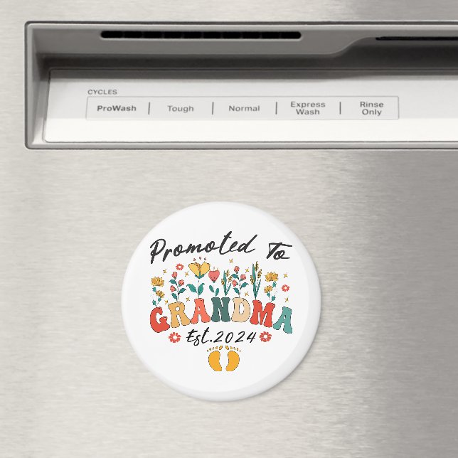 Promoted to Grandma est. 2024 GrandparentsOrnament Magnet (In Situ (Dishwasher))