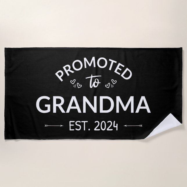 Promoted To Grandma Est. 2024 II Beach Towel (Front)