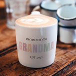 Promoted to Grandma EST 2025 Gift Espresso Cup<br><div class="desc">Celebrate the sweetest promotion with this “Promoted to Grandma EST 2025” espresso cup – the perfect blend of elegance and sentiment. Designed with a soft pastel colour palette and modern typography, this tiny cup is ideal for proud future grandmas who love their daily dose of espresso. A charming keepsake for...</div>