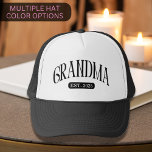 Promoted To Grandma Est 2025 Grandmothers Love Trucker Hat<br><div class="desc">This simple design features “grandma” in black curved text with “est. 2025” in white text,  for moms becoming a new grandma in the new year,  also great as a surprise pregnancy announcement gift.</div>