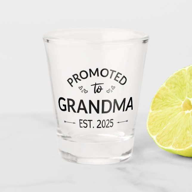 Promoted To Grandma Est. 2025 II Shot Glass (Front)