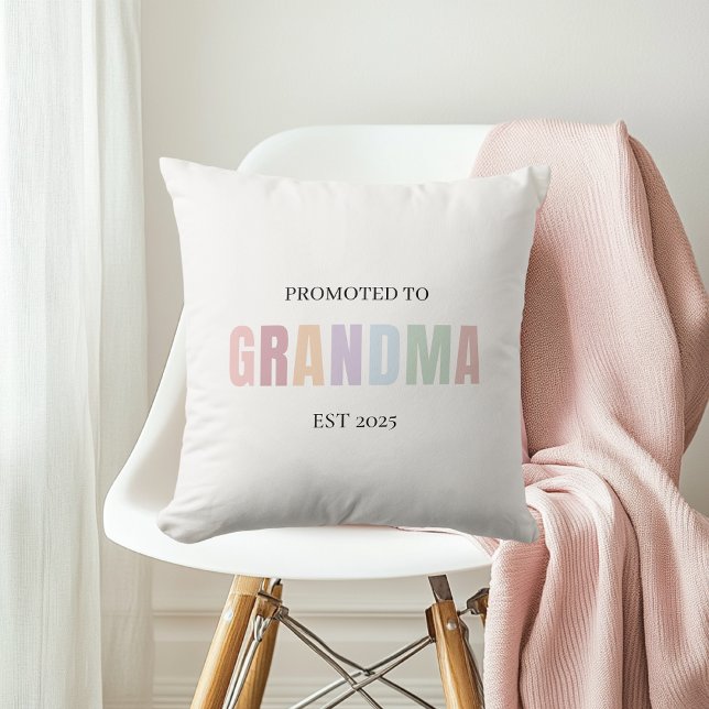 Promoted to Grandma EST 2025 | Soft Pastel Cushion (Creator Uploaded)