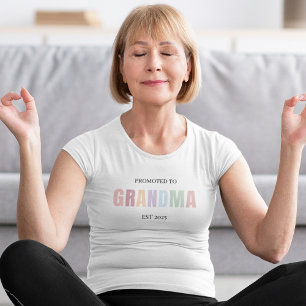 Promoted to Grandma EST 2025 T-Shirt   Soft Pastel