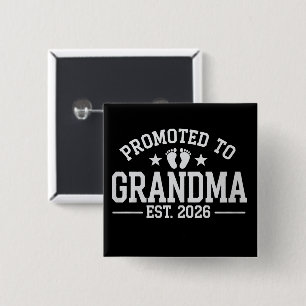 Promoted to Grandma est. 2026 Grandparents Baby  15 Cm Square Badge
