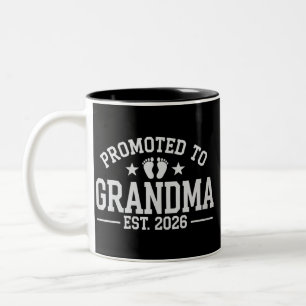 Promoted to Grandma est. 2026 Grandparents Baby Two-Tone Coffee Mug