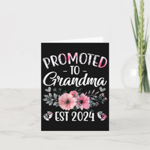 Promoted To Grandma Est Floral Pregnancy Announcem Card