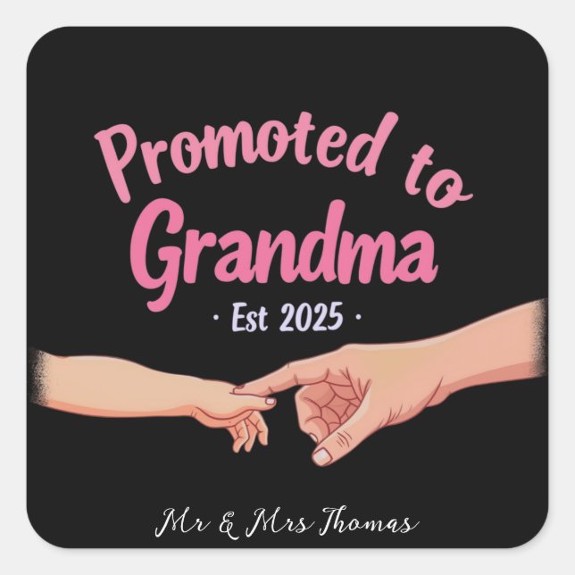 Promoted to Grandma Established 2025 Announcement Square Sticker (Front)