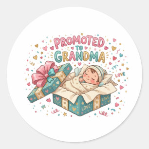 Promoted to Grandma Gift Classic Round Sticker