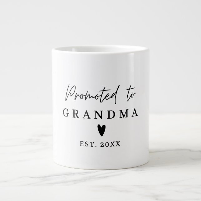 Promoted to Grandma Grandpa, Pregnancy Announcemen Large Coffee Mug (Front)
