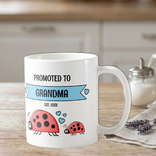 Promoted to grandma ladybugs blue coffee mug