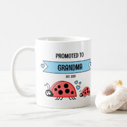 Promoted to grandma ladybugs blue coffee mug