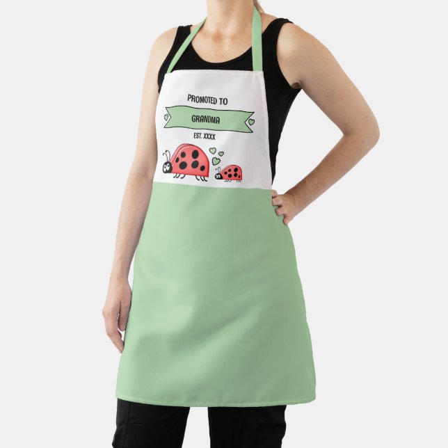 Promoted to grandma ladybugs green apron (Insitu)