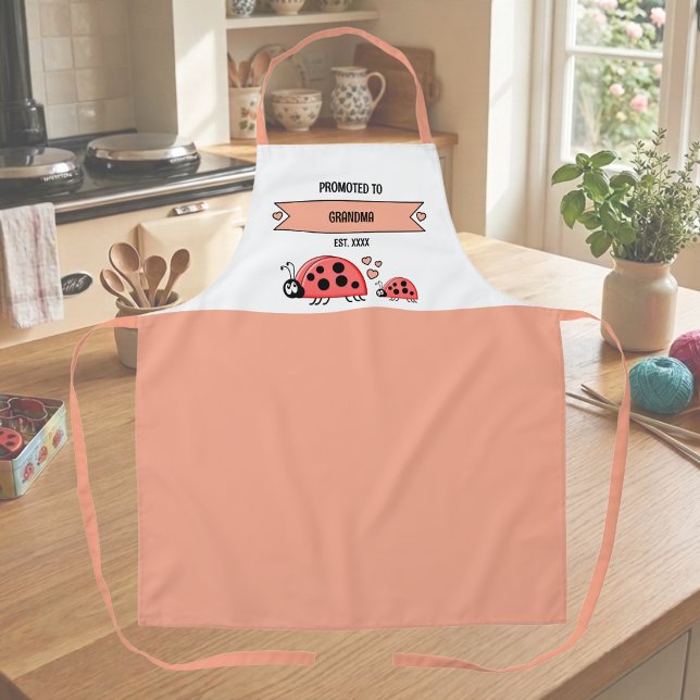 Promoted to grandma ladybugs peach apron (Creator Uploaded)