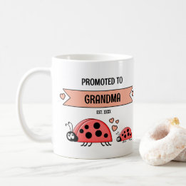 Promoted to grandma ladybugs peach coffee mug