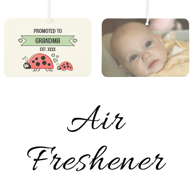 Promoted to grandma ladybugs photo green car air freshener (Creator Uploaded)