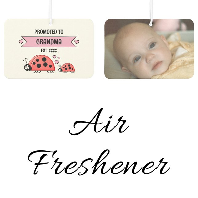 Promoted to grandma ladybugs photo pink car air freshener (Creator Uploaded)