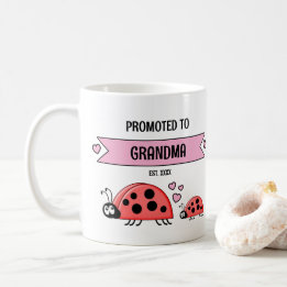Promoted to grandma ladybugs pink coffee mug