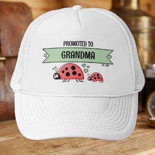Promoted to Grandma ladybugs white green Trucker Hat