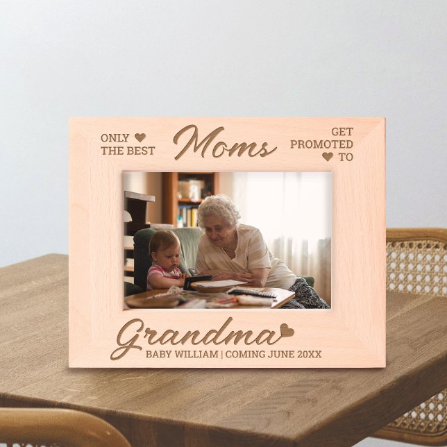 Promoted to Grandma Personalised Baby Announcement Etched Frames (Creator Uploaded)