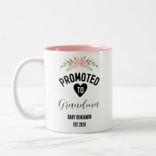 Promoted to Grandma Personalised Baby Name Two-Tone Coffee Mug