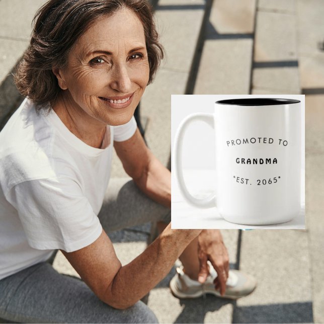 Promoted to Grandma Pregnancy Announcement II Two-Tone Coffee Mug (Creator Uploaded)