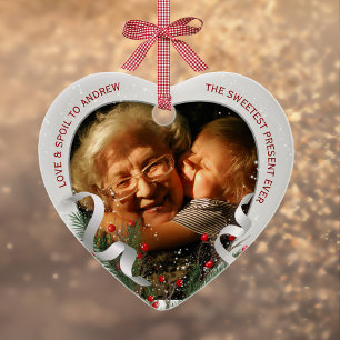 Promoted to Grandma Silver Frame 2 Photos Ceramic Tree Decoration