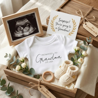 Promoted To Grandma Sweet EST Year Announcement Baby Bodysuit
