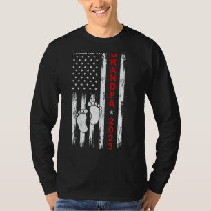 Promoted To Grandpa 2023 Us Flag New Grandpa Fathe T-Shirt