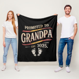 Promoted To Grandpa 2025 Grandpa est 2025 Fleece Blanket