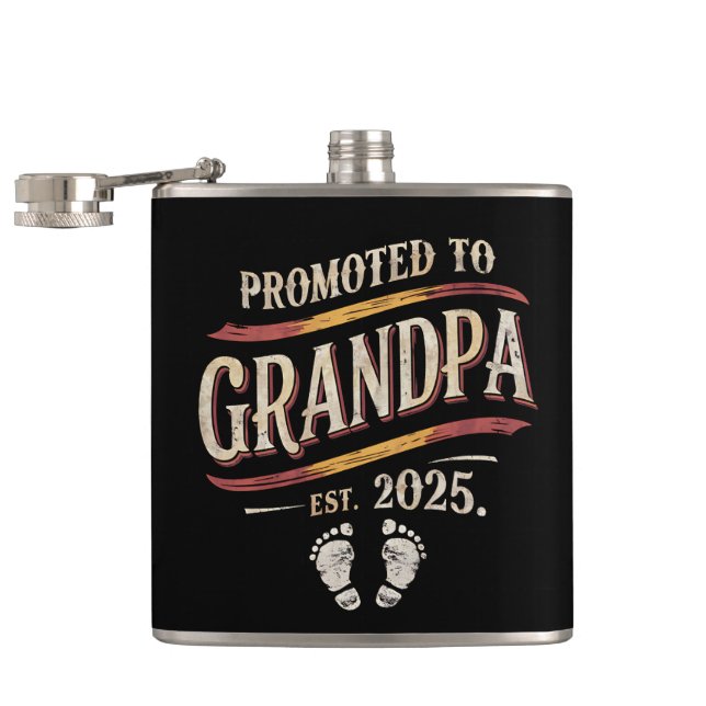 Promoted To Grandpa 2025 Grandpa est 2025  Hip Flask (Opened)