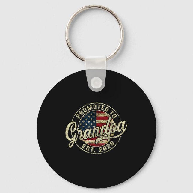 Promoted To Grandpa 2026 Expecting Baby Usa Flag G Key Ring (Front)