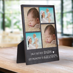 Promoted To Grandpa 4 Photo Rustic Chalkboard  Plaque