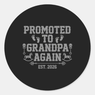 Promoted To Grandpa Again Est 2026 Announcement Classic Round Sticker