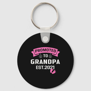 Promoted To Grandpa Est 2021 Funny New Grandfather Key Ring