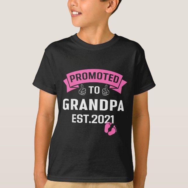 Promoted To Grandpa Est 2021 Funny New Grandfather T-Shirt (Front)