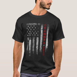 Promoted To Grandpa Est 2022 Flag First Time Grand T-Shirt