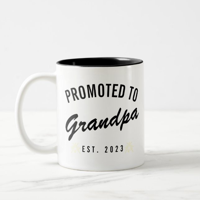 Promoted to Grandpa Est. 2023 Two-Tone Coffee Mug (Left)