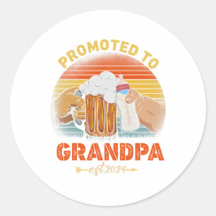 Promoted To Grandpa Est 2024 Fathers Day Vintage Classic Round Sticker