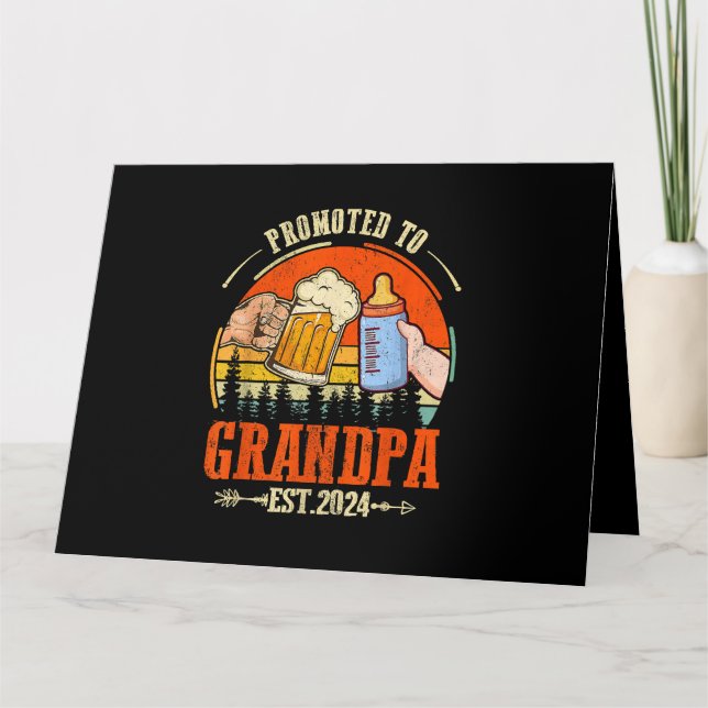 Promoted to Grandpa Est 2024 Retro Fathers Day New Card (Front)