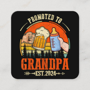 Promoted to Grandpa Est 2024 Retro Fathers Day New Square Business Card