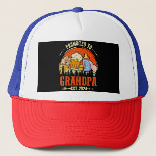Promoted to Grandpa Est 2024 Retro Fathers Day New Trucker Hat