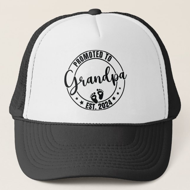 Promoted To Grandpa Est. 2024 Trucker Hat (Front)