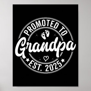 Promoted To Grandpa Est 2025 Grandparents New Gran Poster