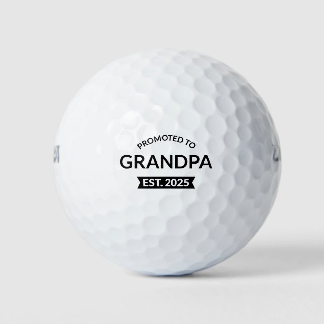 Promoted To Grandpa Est. 2025 II Golf Balls (Front)