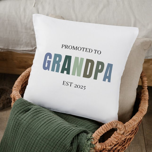 Promoted to Grandpa EST 2025 | Soft Pastel Cushion (Creator Uploaded)